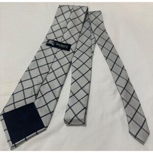 Burberry Mens Gray Checkered Silk Tie